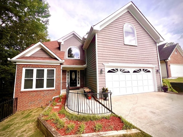 view of front property with a garage