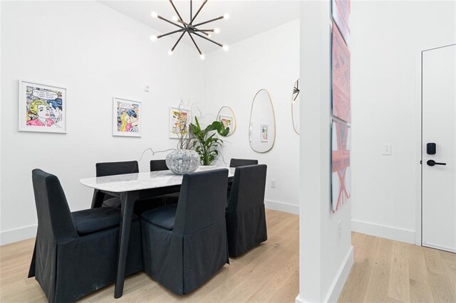 567 Ponce De Leon Ave NE Unit 614, Atlanta, GA 30308 - dining space with a chandelier, light wood-type flooring, and baseboards