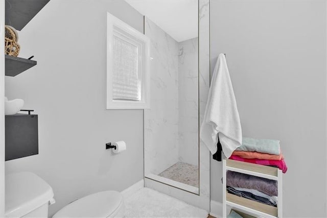 40 Crayton St, Rockmart, GA 30153 - bathroom with toilet and a marble finish shower