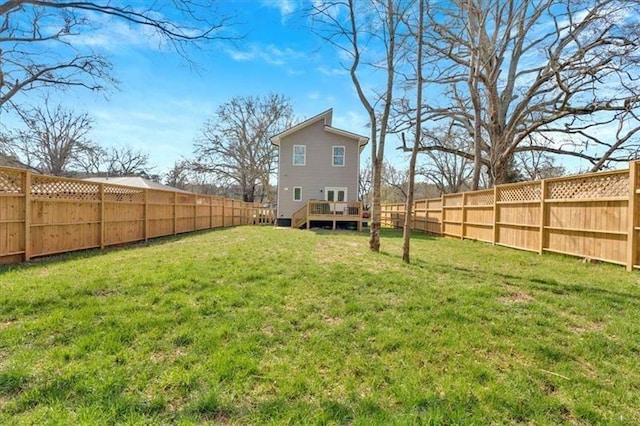 40 Crayton St, Rockmart, GA 30153 - rear view of property with a fenced backyard and a wooden deck