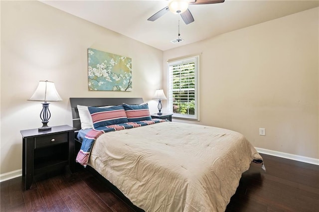 5285 Winflow Way, Suwanee, GA 30024 - bedroom featuring baseboards, wood-type flooring, and ceiling fan