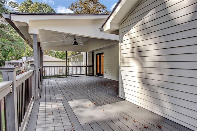 deck featuring ceiling fan