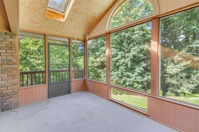 3740 Windy Hill Cir, Gainesville, GA 30504 - unfurnished sunroom featuring a skylight, lofted ceiling, and healthy amount of natural light