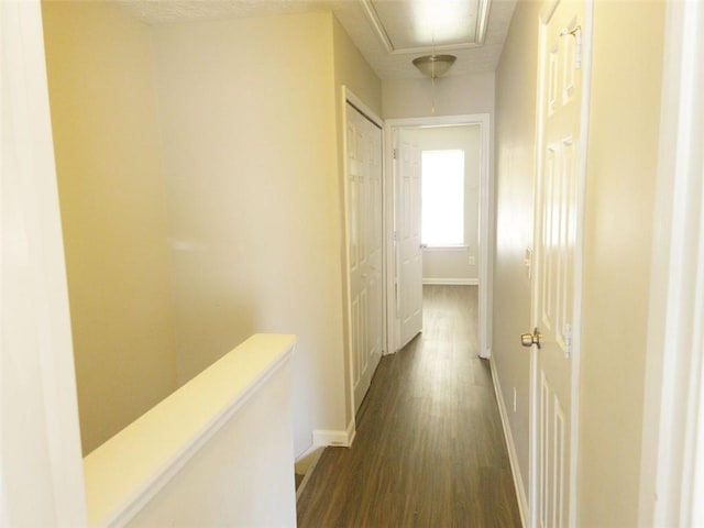 3216 Panthers Trce, Decatur, GA 30034 - corridor with baseboards, attic access, and dark wood-style floors