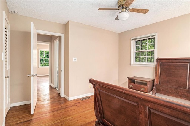 178 Garrison St, Homer, GA 30547 - bedroom featuring multiple windows, a textured ceiling, light wood-style floors, and ceiling fan