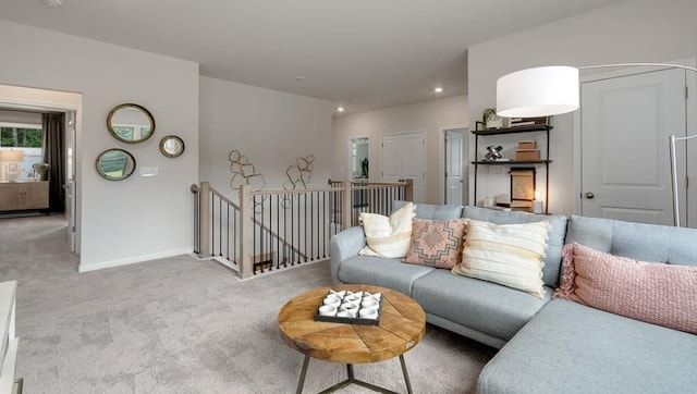 living room featuring carpet floors