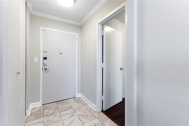 interior space with crown molding