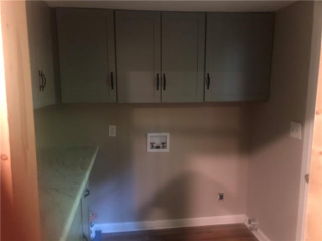 4744 Chickasaw Way SE, Acworth, GA 30102 - washroom featuring cabinet space, hookup for a washing machine, and wood finished floors