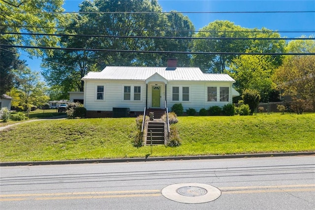 166 Etowah Dr, Cartersville, GA 30120 - ranch-style home featuring a front yard, metal roof, crawl space, and a chimney