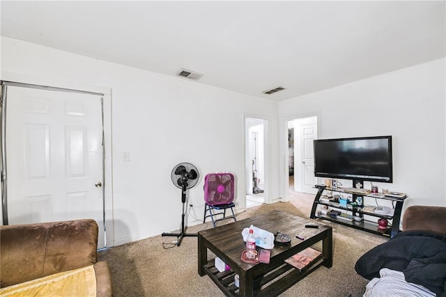 living room with carpet flooring