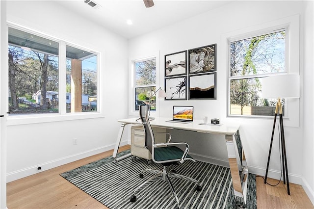 1247 Bridges Ave SW Unit A, Atlanta, GA 30310 - home office featuring light wood-type flooring, baseboards, a ceiling fan, and recessed lighting