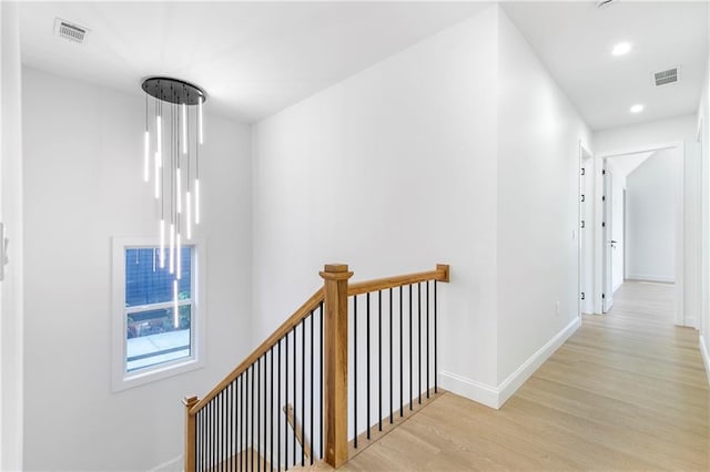 1247 Bridges Ave SW Unit A, Atlanta, GA 30310 - hallway with wood finished floors, an upstairs landing, baseboards, and recessed lighting