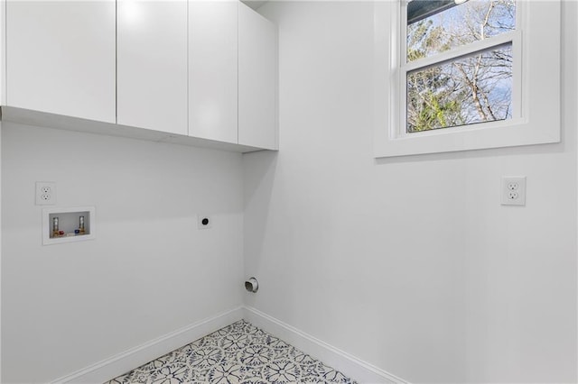 1247 Bridges Ave SW Unit A, Atlanta, GA 30310 - laundry area featuring cabinet space, baseboards, hookup for an electric dryer, and washer hookup