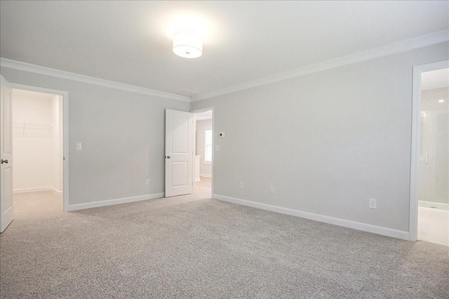 carpeted empty room with crown molding