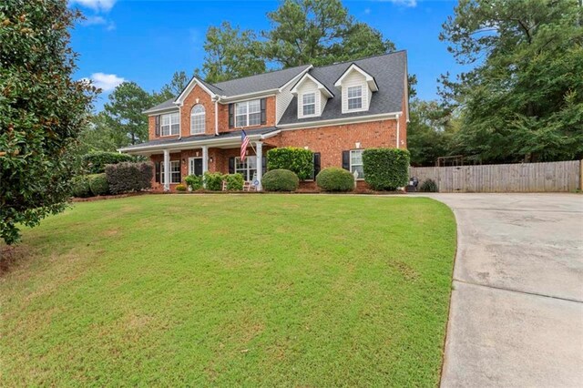 colonial house with a front lawn