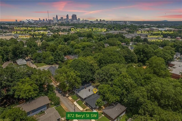 birds eye view of property featuring a view of city