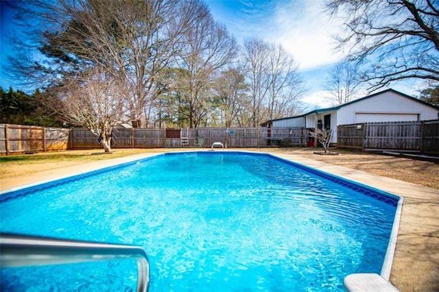 view of pool featuring a fenced backyard and a fenced in pool