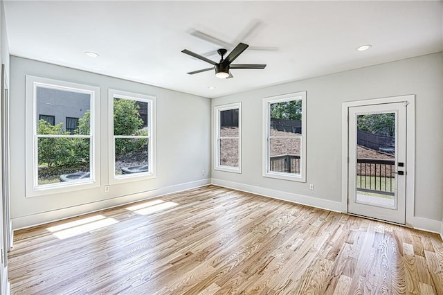 2110 Fairway Cir NE, Brookhaven, GA 30319 - unfurnished room featuring light wood finished floors, ceiling fan, baseboards, and recessed lighting