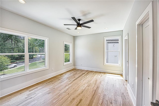 2110 Fairway Cir NE, Brookhaven, GA 30319 - unfurnished bedroom with baseboards, light wood-style floors, ceiling fan, and recessed lighting