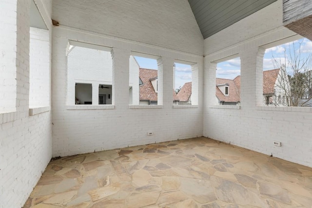 11273 Serenbe Ln, Chattahoochee Hills, GA 30268 - unfurnished sunroom featuring lofted ceiling