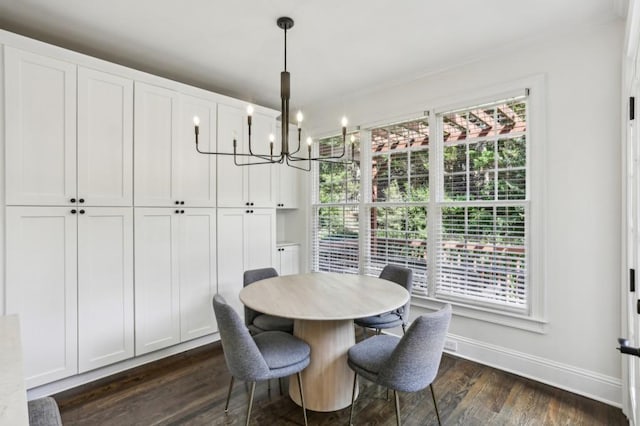 4944 Dovecote Trl, Suwanee, GA 30024 - dining room with crown molding, a chandelier, plenty of natural light, and dark wood-style floors