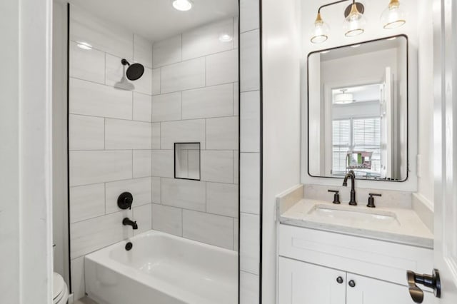 4944 Dovecote Trl, Suwanee, GA 30024 - bathroom featuring vanity and shower / bathtub combination