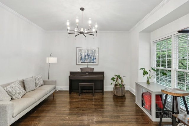 4944 Dovecote Trl, Suwanee, GA 30024 - living area featuring a chandelier, wood finished floors, and ornamental molding