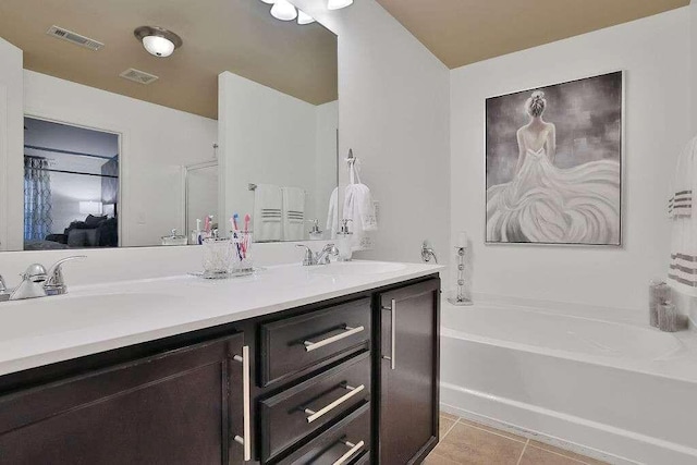 2626 Sardis Chase Ct, Buford, GA 30519 - full bath with a bath, double vanity, and tile patterned flooring