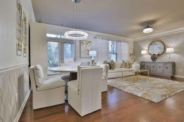 2626 Sardis Chase Ct, Buford, GA 30519 - dining space featuring wood finished floors and ornamental molding