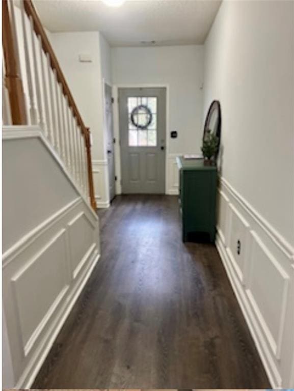 entryway featuring dark wood-type flooring