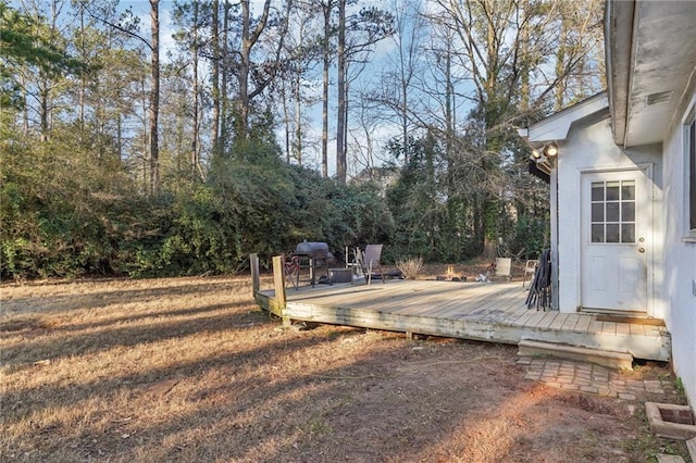 view of yard with a deck