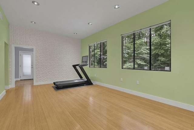 2683 Tritt Springs Trce NE, Marietta, GA 30062 - workout area with wood finished floors and recessed lighting