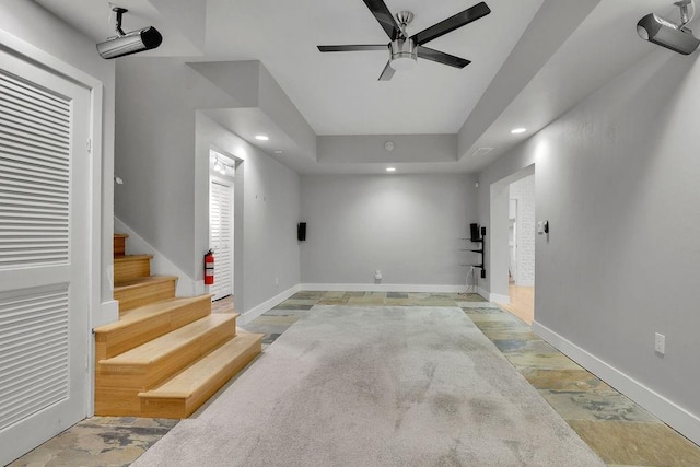 2683 Tritt Springs Trce NE, Marietta, GA 30062 - basement with stairway, ceiling fan, and recessed lighting
