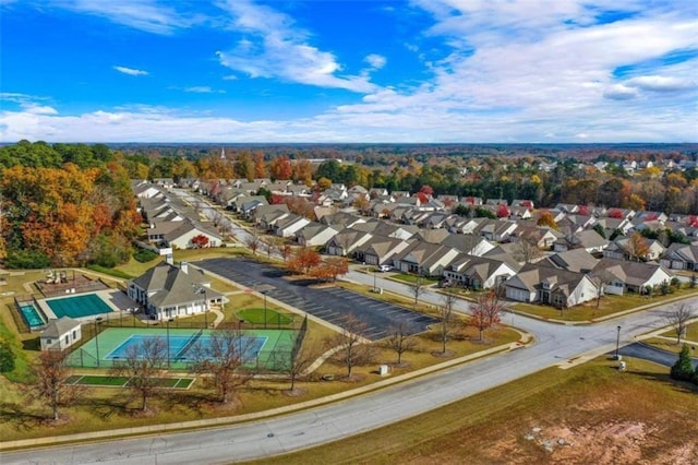 aerial view with a residential view