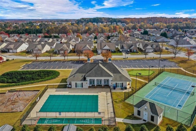 drone / aerial view with a residential view