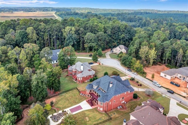 aerial view with a forest view