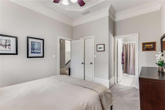 1109 Pine Grove Ave NE, Brookhaven, GA 30319 - carpeted bedroom featuring ornamental molding, ceiling fan, and baseboards