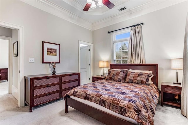 1109 Pine Grove Ave NE, Brookhaven, GA 30319 - bedroom with light colored carpet, crown molding, and ceiling fan