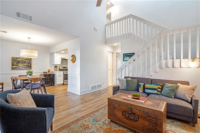 living room featuring light hardwood / wood-style flooring