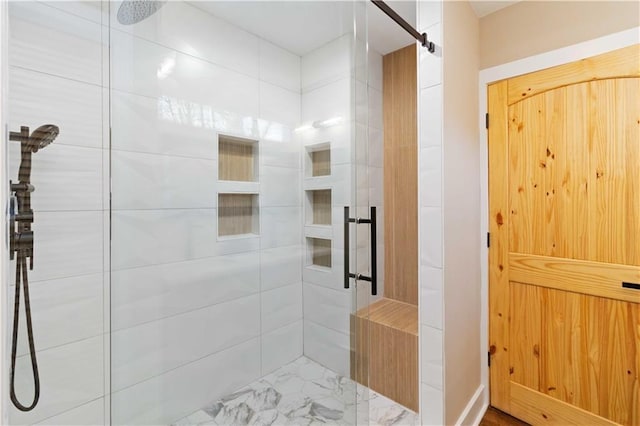 bathroom featuring walk in shower