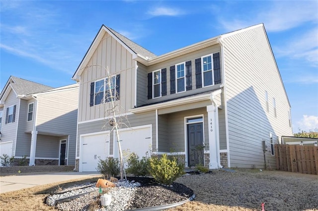 view of front of property featuring a garage