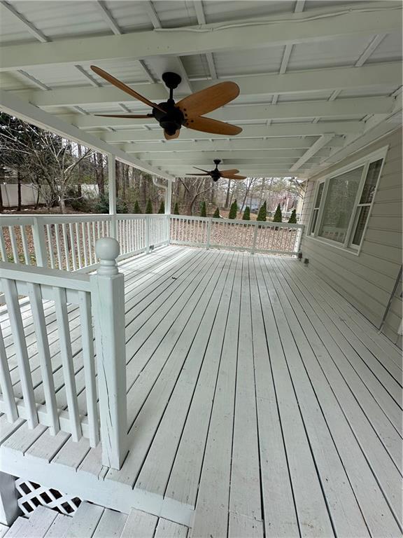 3967 Evelyn Dr, Powder Springs, GA 30127 - deck with ceiling fan
