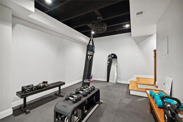 1235 Grand View Dr SE, Smyrna, GA 30126 - workout room featuring baseboards
