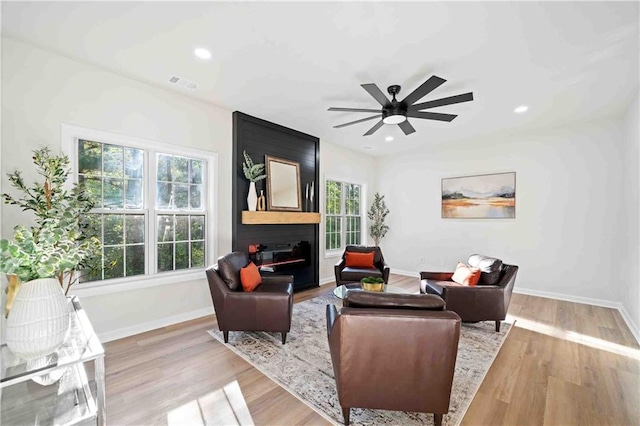139 Thunder Ridge Ln, Acworth, GA 30101 - living room with plenty of natural light, wood finished floors, a ceiling fan, and recessed lighting