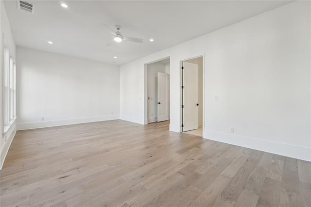 12632 Branyan Cir, Alpharetta, GA 30004 - empty room with a ceiling fan, light wood finished floors, and recessed lighting