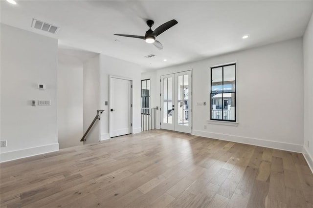 12632 Branyan Cir, Alpharetta, GA 30004 - empty room with french doors, wood finished floors, recessed lighting, and a ceiling fan