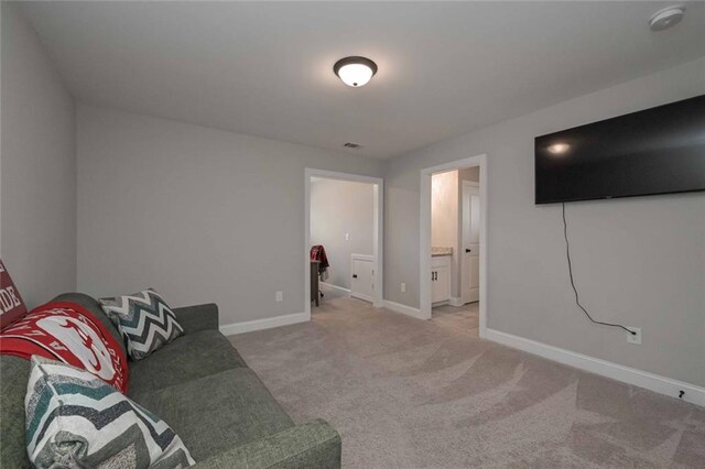 living room with carpet floors