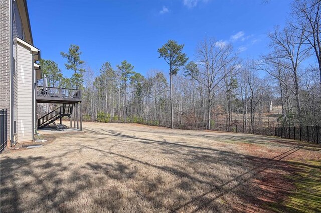 view of yard with a deck