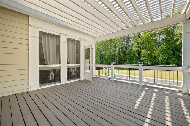 wooden deck with a pergola