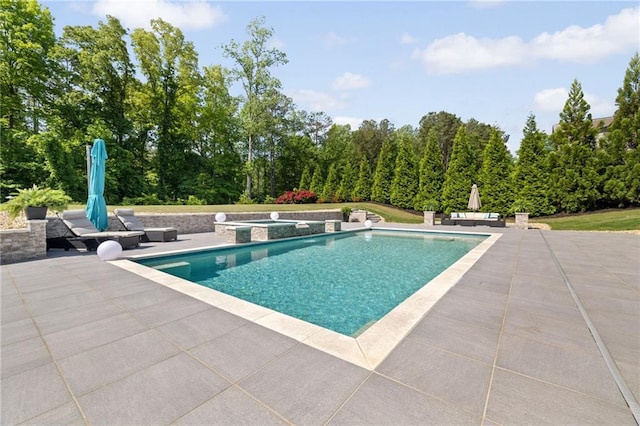 pool with a patio